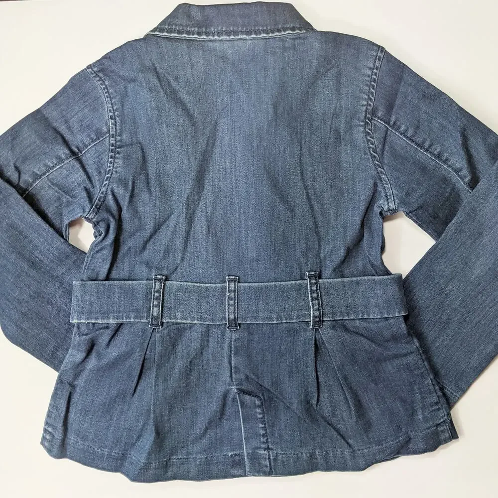 Janie and Jack 3 to 4 girl toddler kid denim jean jacket peacoat belt bow fall